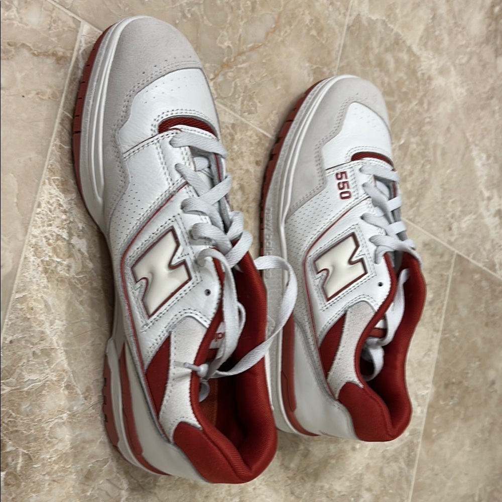 New Balance Men's White and Red Sneakers